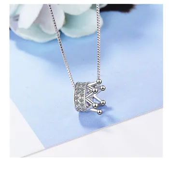 

XIYANIKE 925 Sterling Silver Zircon Crown Necklace Two Colors Queen Wind Clavicle For Women Girlfriend Gift 2019 New Anniversary