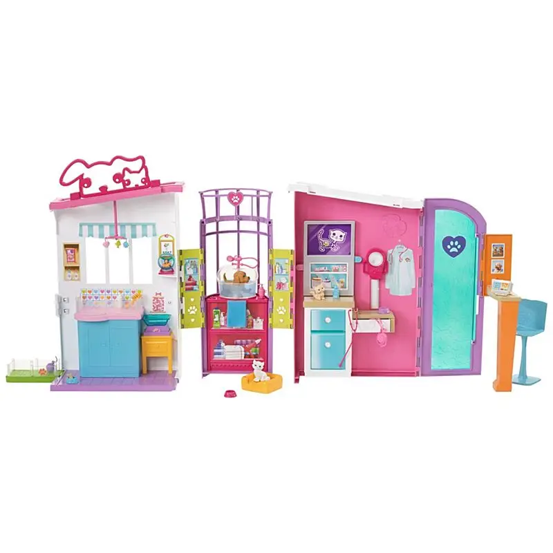 Original Doll Accessories Pet Care Center Doll house Kit Cute Room Baby Girl Toys Barbie For Children Poppenhuis Casa de Bonecas