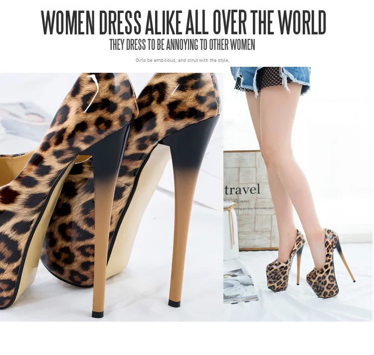 LTARTA Women Sexy Pumps ultra-high Stiletto 20cm Hate High 22cm Leopard Large Size women's Shoes 43 two-color MJL-6678-A1