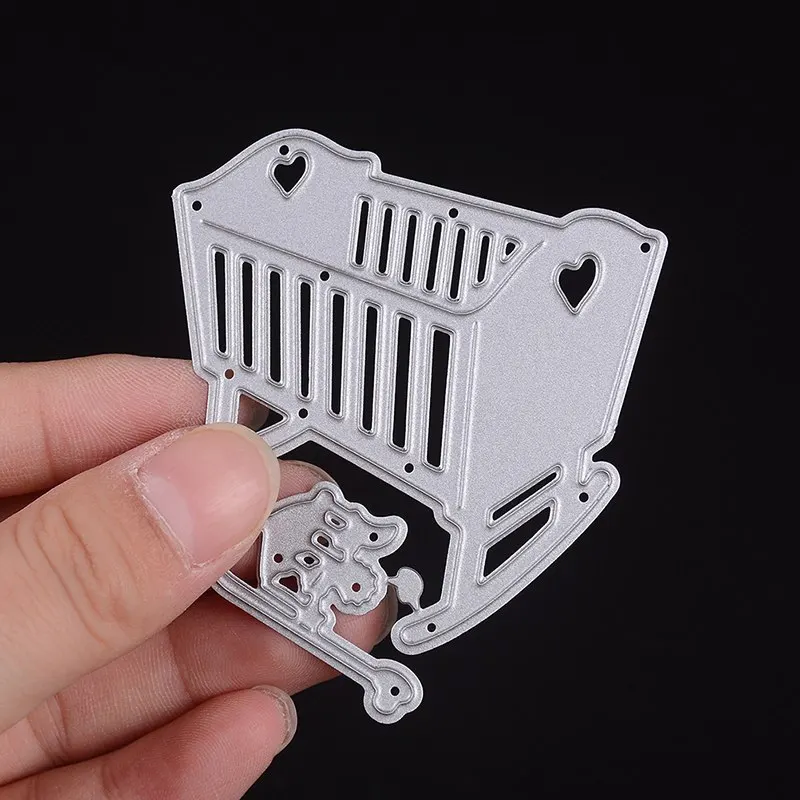Baby Bed Metal Cutting Dies With Heart Pattern Toys Stencil For Scrapbooking Paper Card Making Craft Embossing Decor