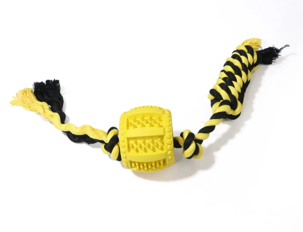 Dog Toy Interactive Rubber Drum Rope Piercing Balls Pet Dog Cat Puppy Extra-tough Chew Training Toys Tooth Cleaning Ball Toys Drum (6)