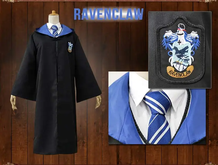 Ravenclaw косплей на Гриффиндор Hufflepuff костюм Слизерин Поттер халат плащ с галстуком шарф Поттер Костюм