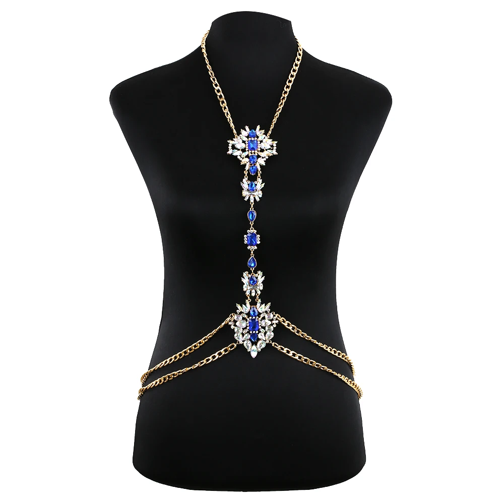 Colorful Crystal Statement Body Jewelry Necklace Unique