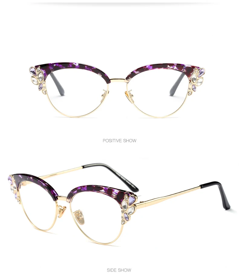 RFOLVE роскошные женские летние очки с полурамкой и стразами, новые модные черные леопардовые розовые очки RX55