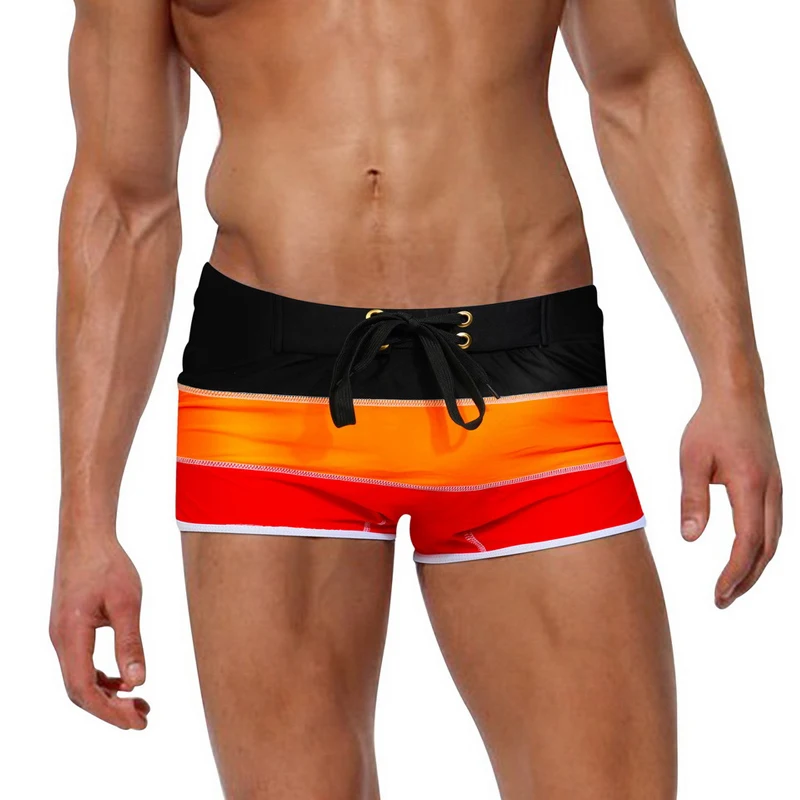 

SD365 Sexy fresh stripe print men swimwear swimsuits sunga beach swimming trunks shorts board surfing briefs shorts swimwear