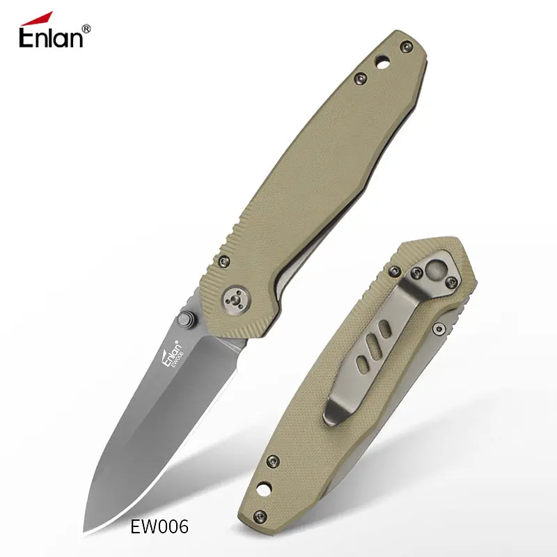 

ENLAN 8Cr13mov Steel G10 Handle,Folding Flipper Knife Rescue Survival Outdoor Camping knives EDC tool Tactical Hunting knife