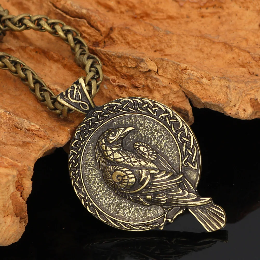 Норвежский викинг тройной Рог Odin Ворон Huginn и Muninn Амулет ожерелье с подвеской в