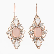 Мода розовое золото циркон Хрустальная Подвеска Висячие серьги для женщин женские очаровательные Висячие серьги Свадебные ювелирные изделия подарок Brincos