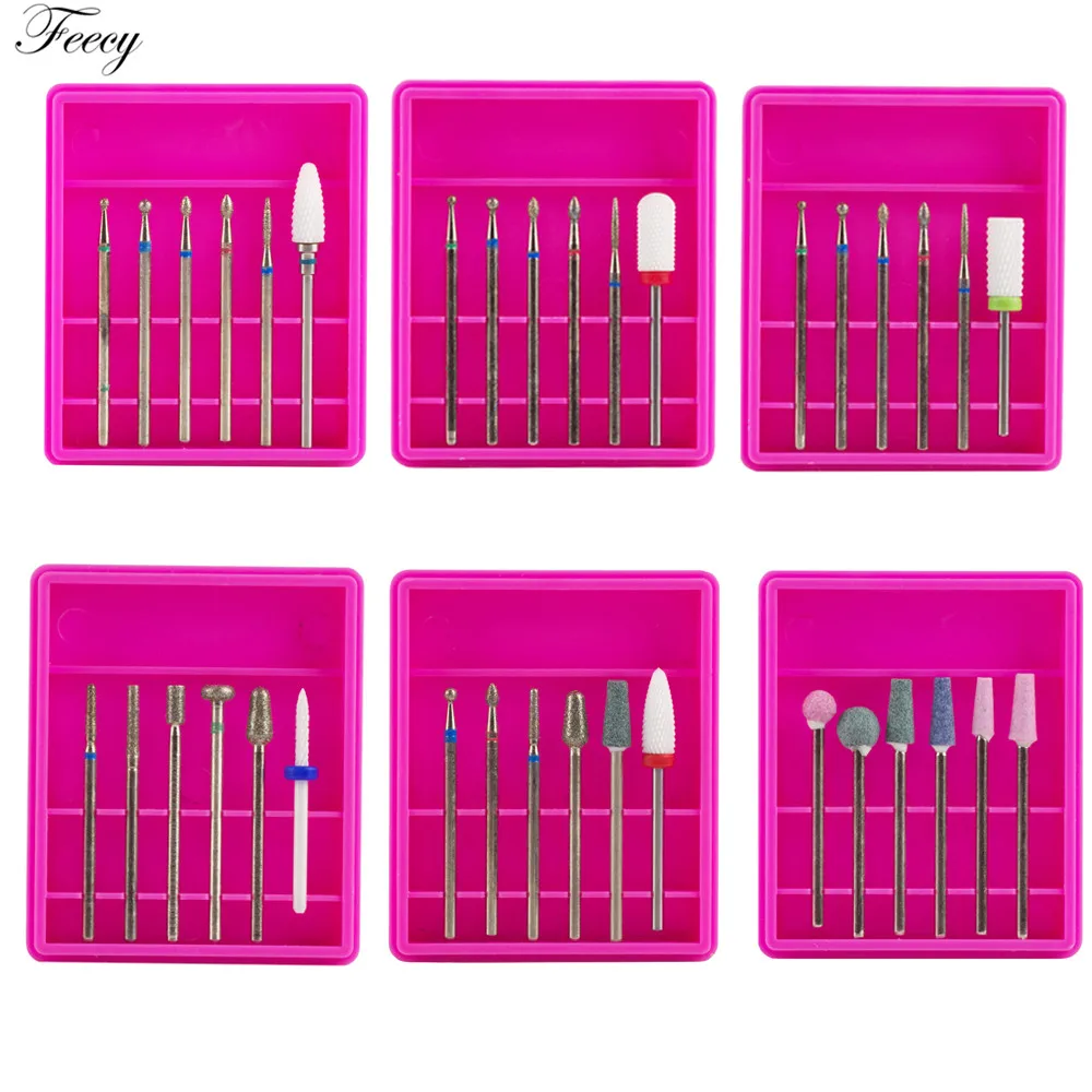 

Ceramic Diamond Milling Cutter For Manicure 6pcs Silicon Nail Drill Bits Set Rotary Nail Pedicure Mill Cutter NailArt Tool Feecy
