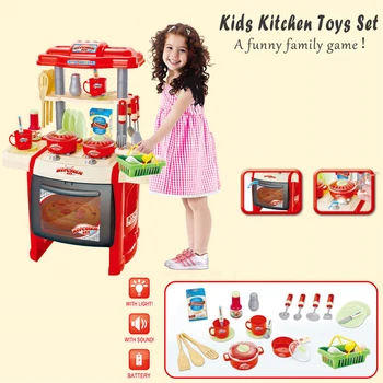 

Kids Kitchen Toys Set Play House Tableware Table Kitchenware Cooking Tool Family Game Educational Equipment Baby GiftRP60
