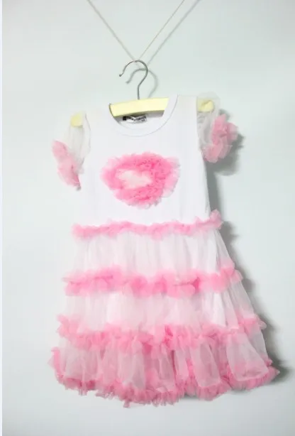Рюшами любовь младенческой платье кружевные пачки для детей наряды девочек маленьких летняя одежда малышей bebe - Цвет: Белый