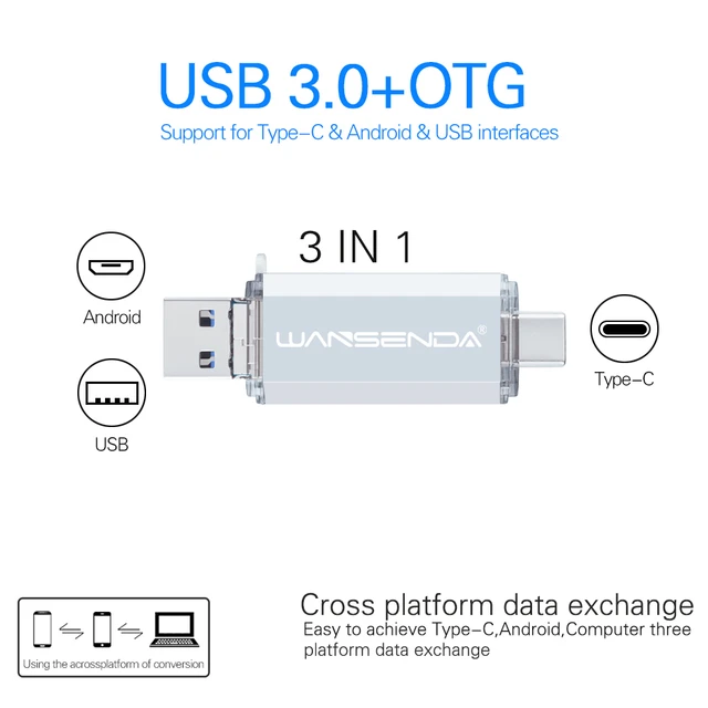 WANGENDA-Clé USB de type C, clé micro USB 3.0, disque mémoire haute  vitesse, 256 Go, 128 Go, 64 Go, 32 Go, vente en gros, 10 pièces par lot -  AliExpress