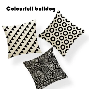 

Geometry Stripe Cushion Cover Black Beige Dot Pillow Case Ethnic Couch Dog Lovers Gifts Throw Pillow Cases 45*45 Linen Romantic