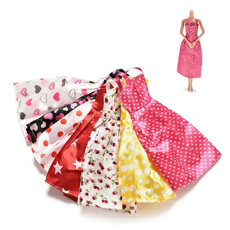 Beautiful Doll Dress Accessories 7Pcs Hot Sale Mixed style Handmade Party Clothes Fashion Dress for Barbie