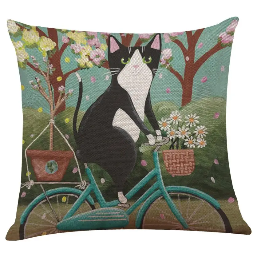 

HOMEGD Cute Cat Sofa Bed Home Decoration Festival Pillow Case Cushion Cover 18Mar26 Drop Ship