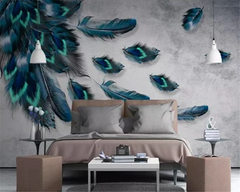

beibehang wallpaper for walls 3 dSimple color hand drawn feather pattern wall mural background wall wallpaper for walls in rolls