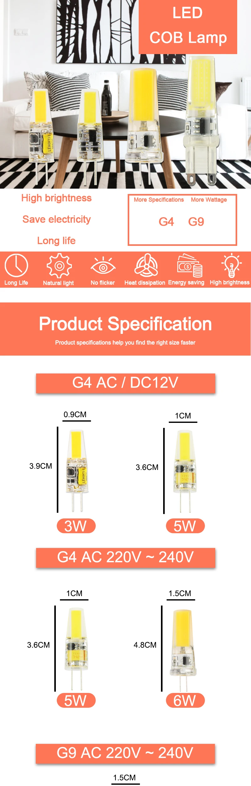 10 шт. COB затемненный светодиодный G4 светильник G9 светодиодный светильник 220V AC DC 12V светодиодный G9 3W 5W 6W SMD 2835 Светодиодный светильник ing заменить галогенные точечный светильник