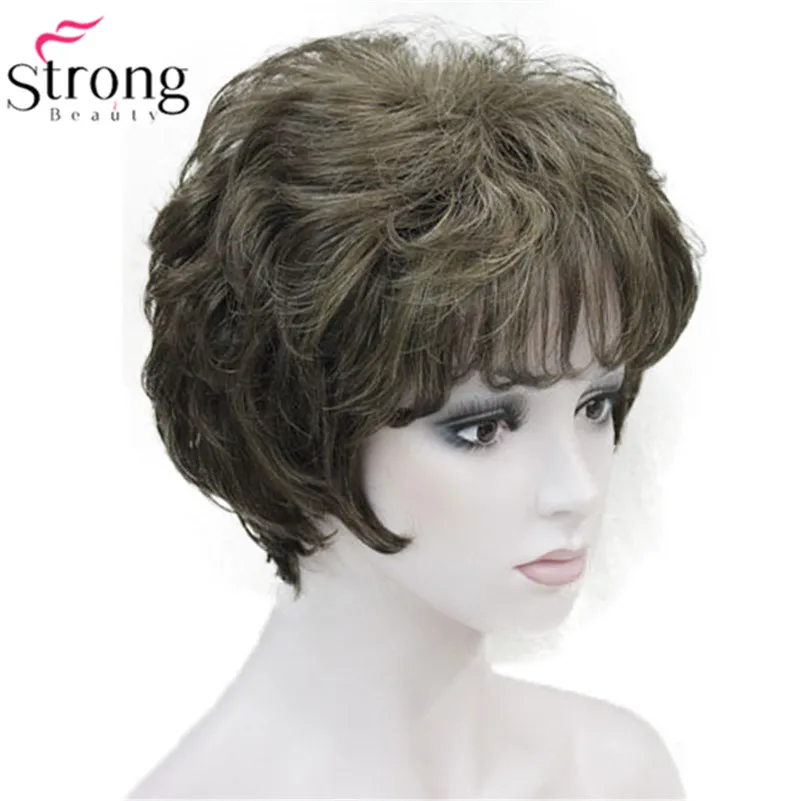 StrongBeauty короткий многослойный коричневый смешанный толстый полный синтетический