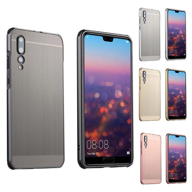 

For Huawei P20 Pro Case P 20 Pro Brushed Back Cover Hard Case with Plating Metal Frame Case for Huawei P20 Plus Cover 6.1''