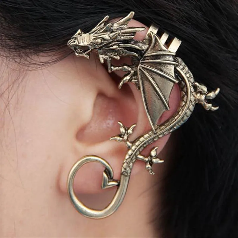 

Vintage Fashion Antique Gold Silver Color Dragon Ear Clip Ear Cuff Earrings For Women Femme Earrings Jewelry