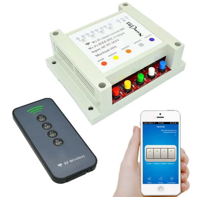 4 Way Switch Wifi Smart 433mhz Remote Control Wireless DIY Timer