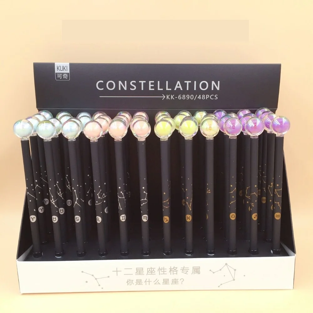 

48pcs/pack cute cartoon gel pen Crystal 12 constellation Korean style sign pen
