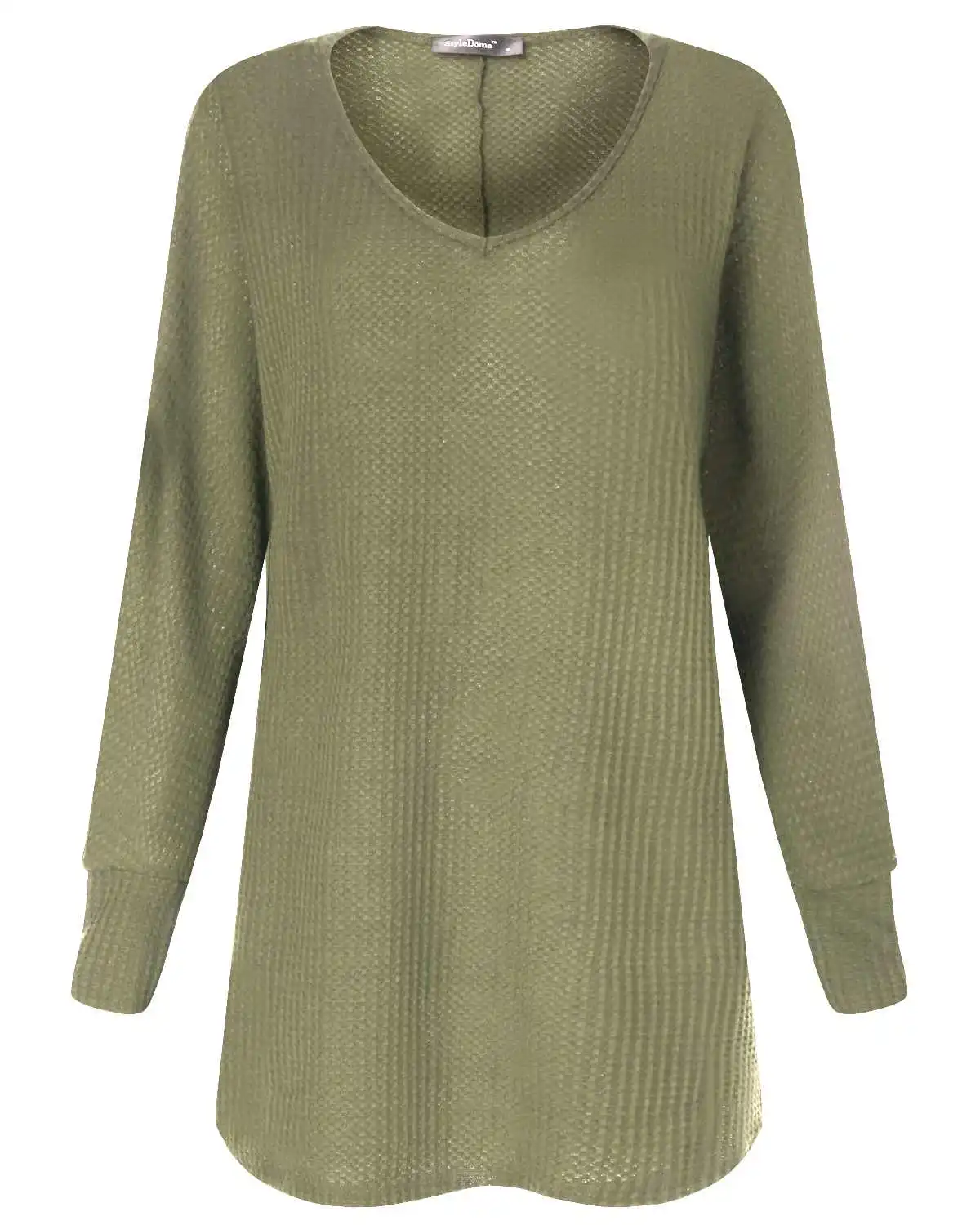 Женский пуловер размера плюс 2xl, длинный вязаный свитер ZANZEA, весна, повседневный свободный однотонный сексуальный свитер с длинным рукавом и v-образным вырезом