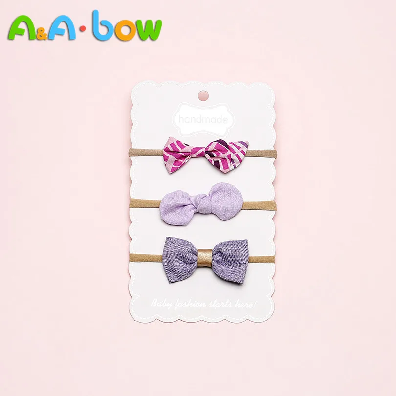 

3Pcs/Set Baby Handmade Bow Knot Nylon Headband Birthday Party Plaid Elastic Headbands Girls Flower Headwear Hair Accessories