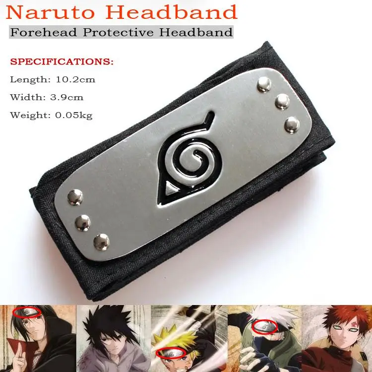 

1 Piece Naruto Headband Konoha Forehead Protector Rain Rebel Forbearance Payne Head Protective Headbands Black Red Blue