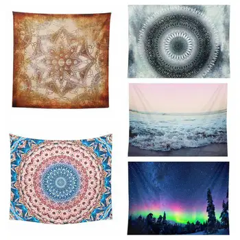 

1Ps Mandala Blankets Tapestry Wall Hanging Bohemian Bedspread Blanket Dorm Home Decor Aurora Landscape mantas mandalas