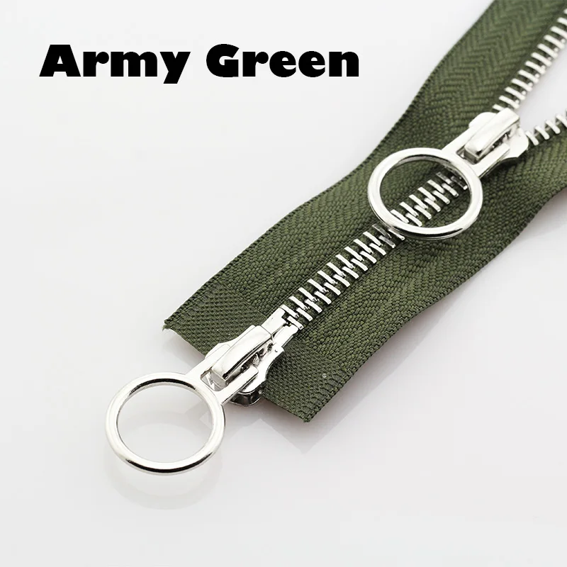 5# разъемная застежка-молния двойной круг ползунки 60/70/80/90/100/120/150 см автоматический металлический замок застежки-молнии - Цвет: Army Green