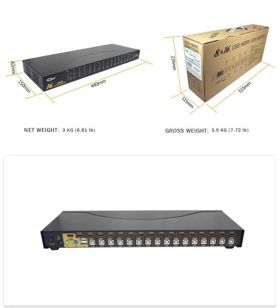 USB HDMI KVM переключатель 16 портов без кабелей, ПК МОНИТОР клавиатура мышь коммутатор 1080 P стойка крепление CKL-9116H