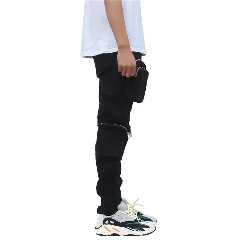 DERMSPE 2019 Fashion hip hop pants men Solid color Multiple zipper pocket male trousers Casual man street pants Sweatpants