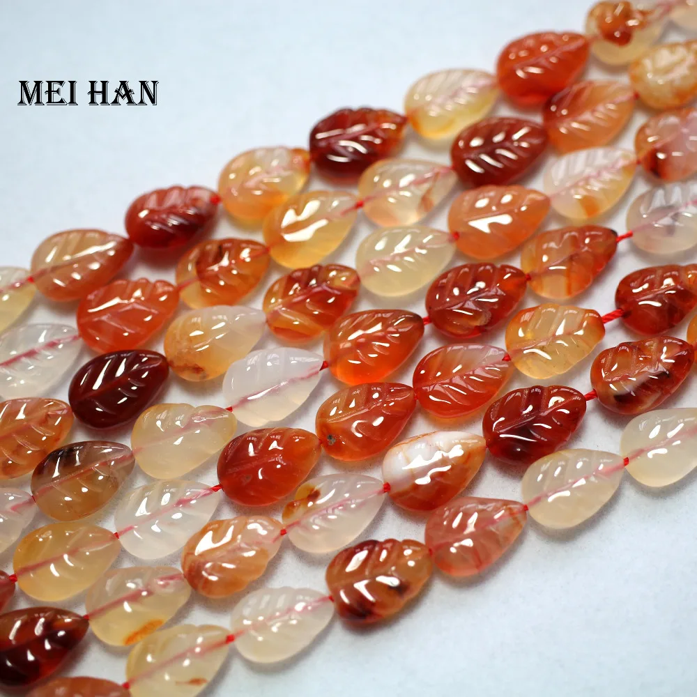 

Meihan Wholesale natural red chalcedony 10*14mm (approx 27g/27pcs/set) carved leaf beads