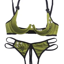 Conjunto Ropa Interior Mujer комплект из бюстгальтера и трусиков, Sujetador Encaje, бюстгальтер с открытой чашкой, трусики с вырезами, дамское нижнее белье, комплект нижнего белья