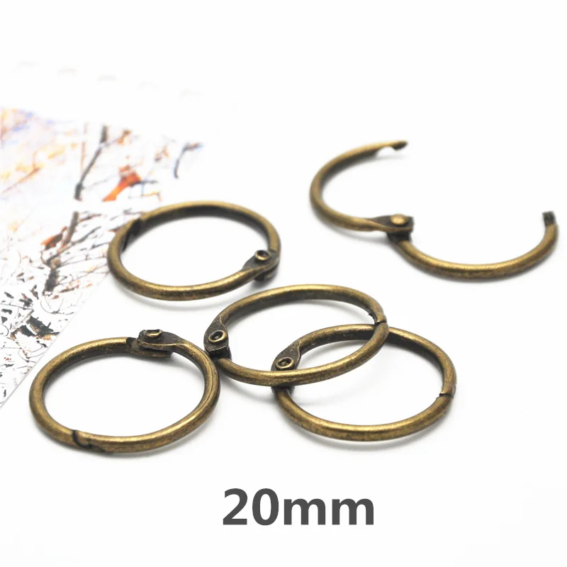 10Pcs 15mm 20mm Metal Binder Ring Bronze Loose Leaf Book Hoop Multifunctional Keychain Circle