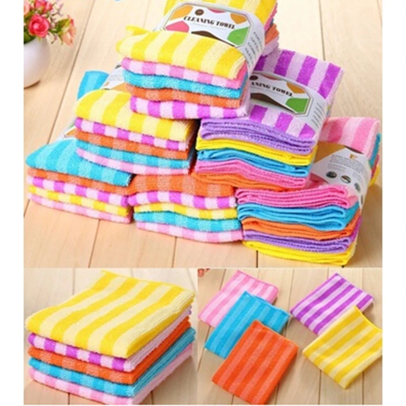 

5PCs/ Pack Colorful Microfiber Anti Grease Dish Cloth Fiber Washing Towel Magic Kitchen Cleaning Wiping Rags Towel Pano De Prato
