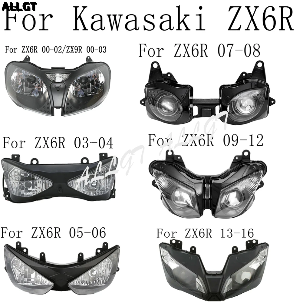 

Motorcycle Front Headlamp Headlight Assembly For Kawasaki ZX6R 2003-2005 2006 2007 2008 2009 2010 2011 2012 2013 2014 2015 2016