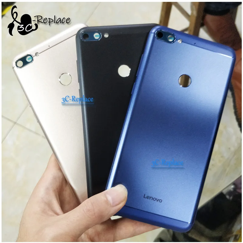 

Original Black/Gold/Blue 6.0" For Lenovo K5 Note 2018 L38012 Back Battery Cover Door Housing case Rear Glass with camera glass