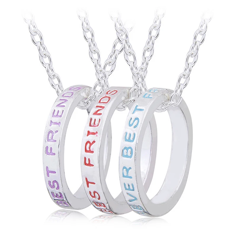 Best Friends Forever BFF 3 parts//set Gold Rings Circle Charm Pendant  SET