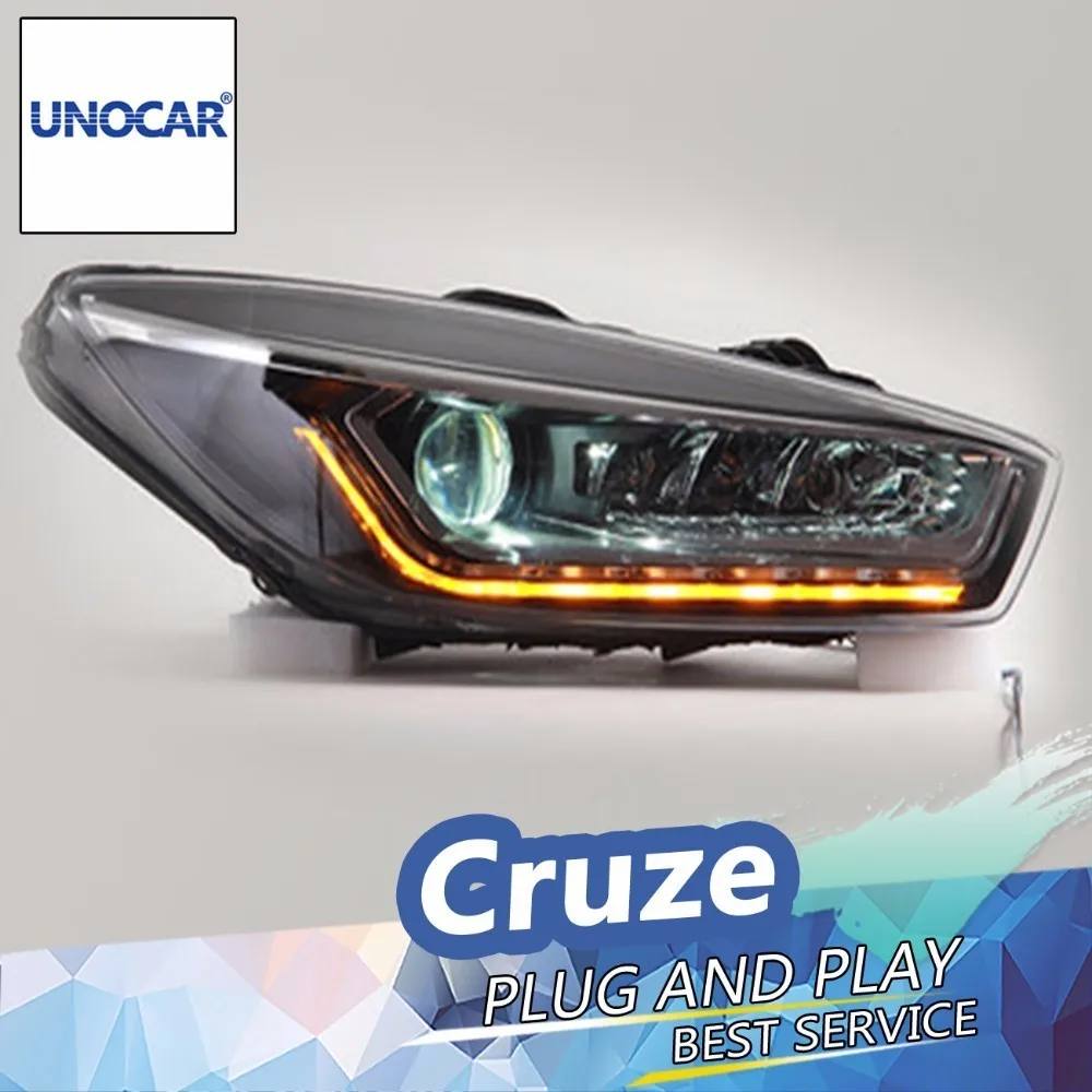UNOCAR for Chevrolet Cruze 2015 2016 Headlights LED Headlight DRL Lens