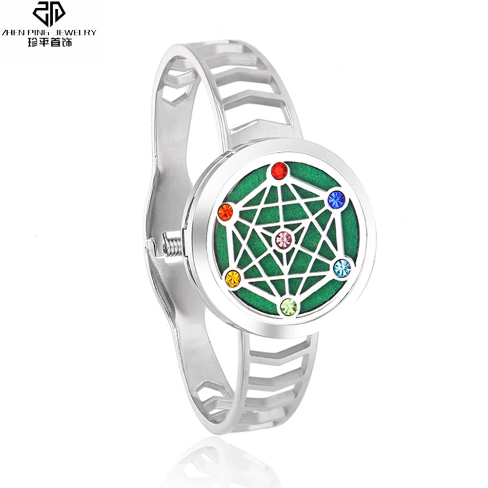 

Geometric Essential Oil Diffuser Bracelet Stainless Steel Magnetic Locket Chakra Aromatherapy Diffuser Perfume Cuff Bangle Women