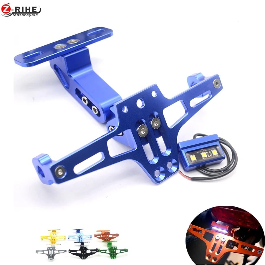 Motorcycle Adjustable Angle Aluminum License Number Plate Frame Holder Bracket For YAMAHA YZF R1 R3 R6 R15 R25 FZ6 MT-07 MT 07