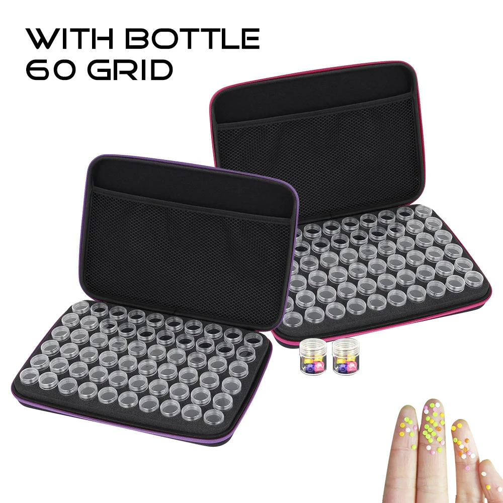 

60pcs Storage Box Diamond Painting 5D Embroidery Tool Container Kit Carry Case Holder Bag Craft Case DIY Tote Organizer