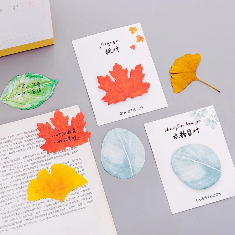 (4 шт. распродажа) Цветной Бумага Блокнот, новые творческие листья N раз пост он отмечает, офис школьные принадлежности канцелярские