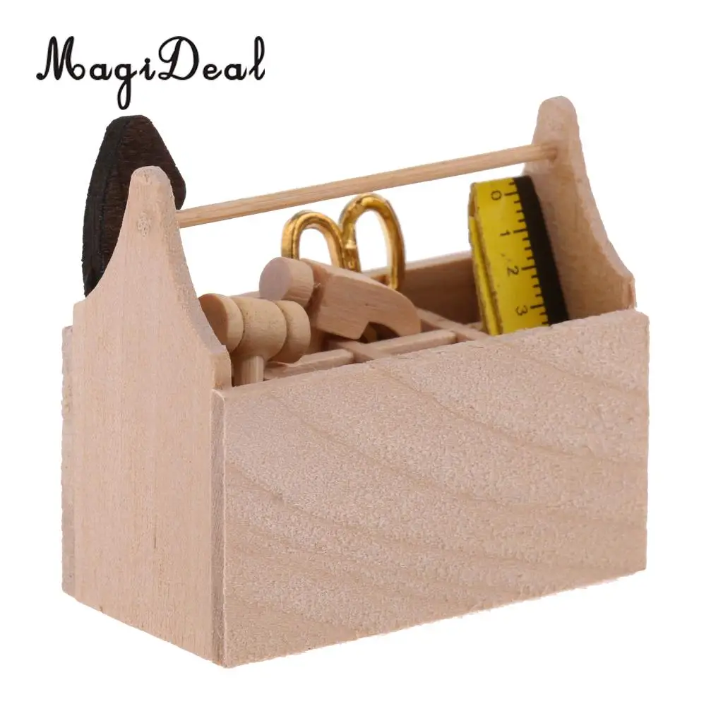 1/12 Scale Miniature Dollhouse Wooden Toolkit Toolbox Furniture Set Life Scenes Dolls Accessories Decor Model Toys