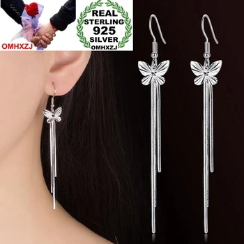 

OMHXZJ Wholesale Jewelry lovely Fashion joker for Woman Gift Fine Butterfly 925 Sterling Silver Long Tassel drop Earrings YS219