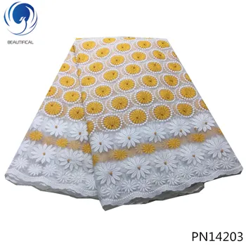 

BEAUTIFICAL african lace fabrics 2019 high quality french mesh fabric beaded nigerian lace fabrics for dress 5 yards PN142