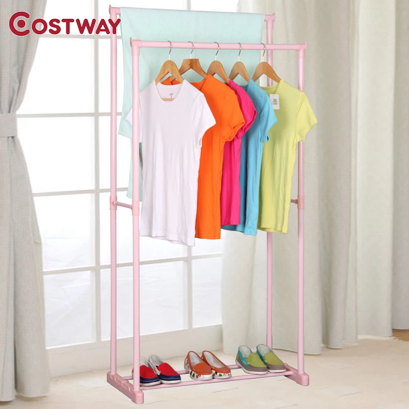 

COSTWAY Clothes Hanger Coat Rack Floor Hanger Storage Wardrobe Clothing Drying Racks porte manteau kledingrek perchero de pie
