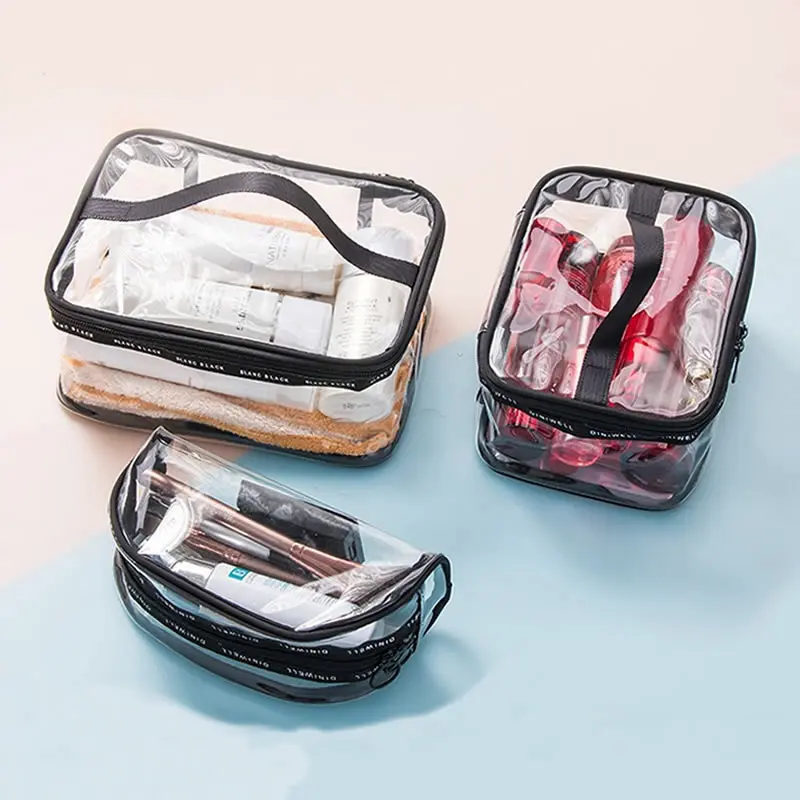  Women Transparent Cosmetic Bag Clear Zipper Travel Make Up Case Makeup Beauty Organizer Storage Pou
